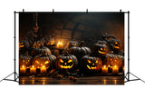 Halloween Creepy Pumpkins and Flickering Candles Backdrop BRP8-331