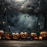 Halloween Pumpkins and Foggy Woods Backdrop BRP8-332