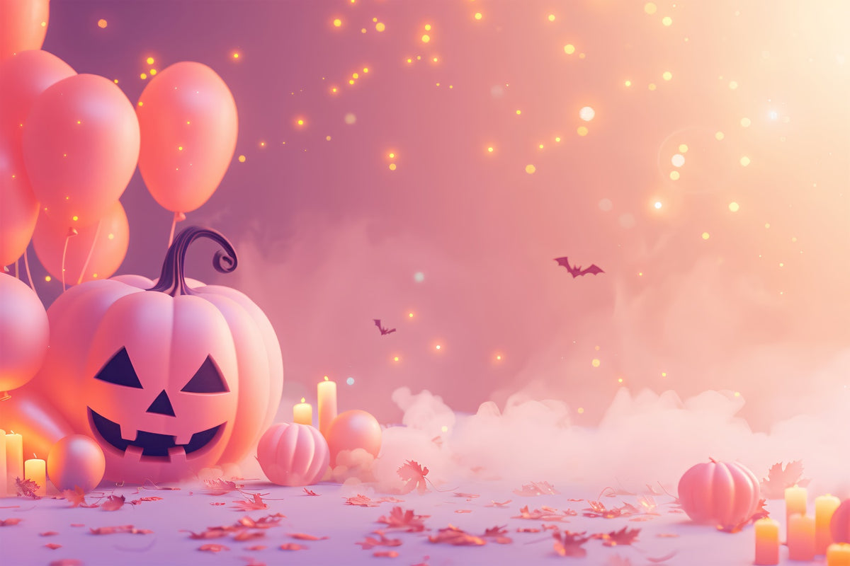 Dreamy Halloween Pumpkins and Bats Backdrop BRP8-334