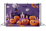 Halloween Haunted Castle with Jack-O-Lanterns Backdrop BRP8-335