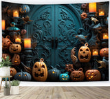 Cool Mansion Door with Scary Pumpkins Backdrop BRP8-337