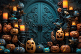 Cool Mansion Door with Scary Pumpkins Backdrop BRP8-337