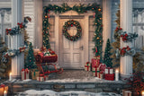 Christmas Porch Sleigh and Wreath Backdrop BRP8-33