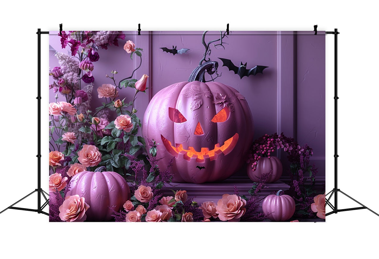 Pastel Pumpkin and Roses Halloween Backdrop BRP8-340