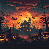 Full Moon Creepy House Halloween Backdrop BRP8-342