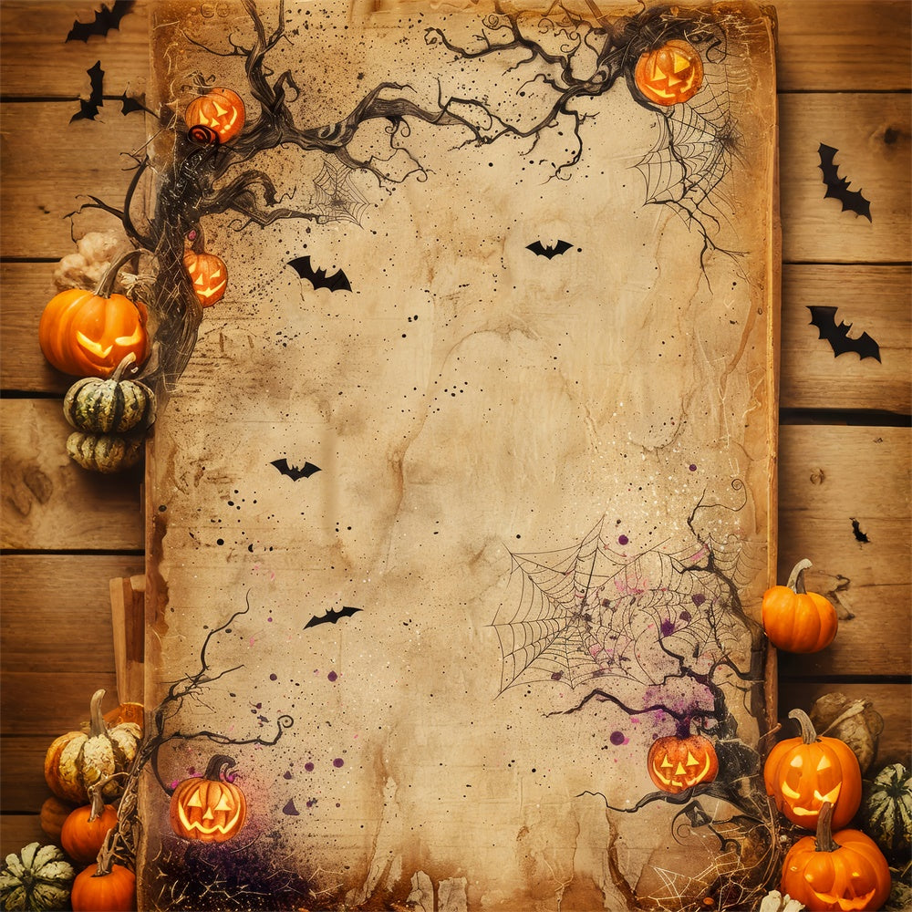 Scary Halloween Spiderweb Pumpkin Backdrop BRP8-347