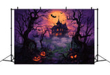 Foggy Night Halloween Haunted Mansion Backdrop BRP8-348