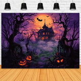 Foggy Night Halloween Haunted Mansion Backdrop BRP8-348