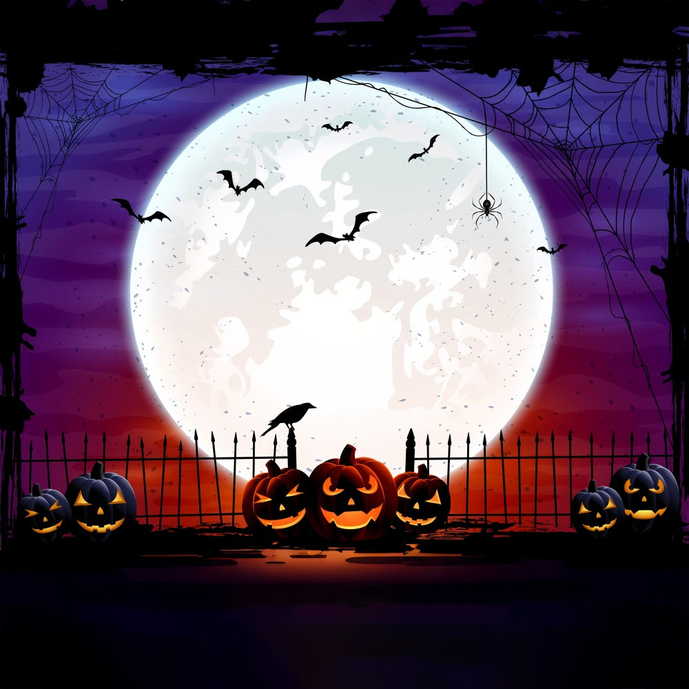 Full Moon and Jack-O'-Lantern Halloween Backdrop BRP8-351