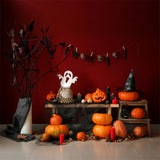 Red Wall Spooky Branches and Pumpkins Backdrop BRP8-354