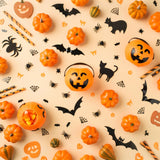 Cute Pumpkin Faces Halloween Orange Backdrop BRP8-356