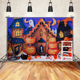 Cartoon Spooky Town and Ghost Friends Backdrop BRP8-360