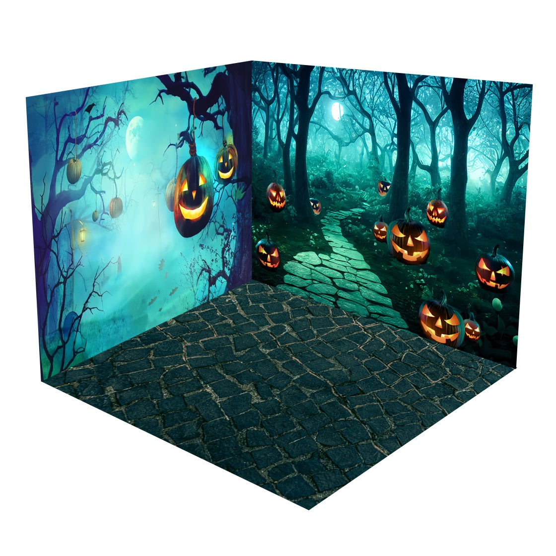 Creepy Trees Jack-O'-Lantern Path Halloween Night Backdrop Set BRP8-365