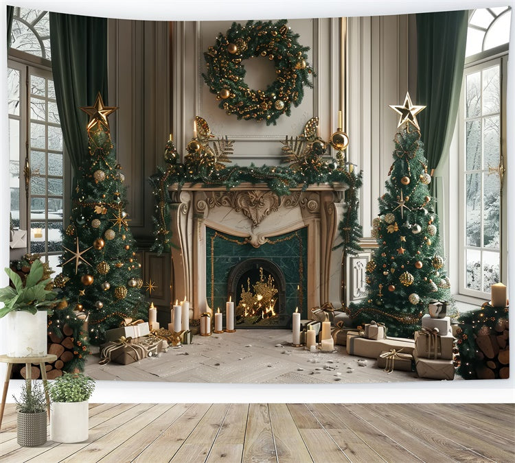 Christmas Warm Hearth Celebration Backdrop BRP8-37