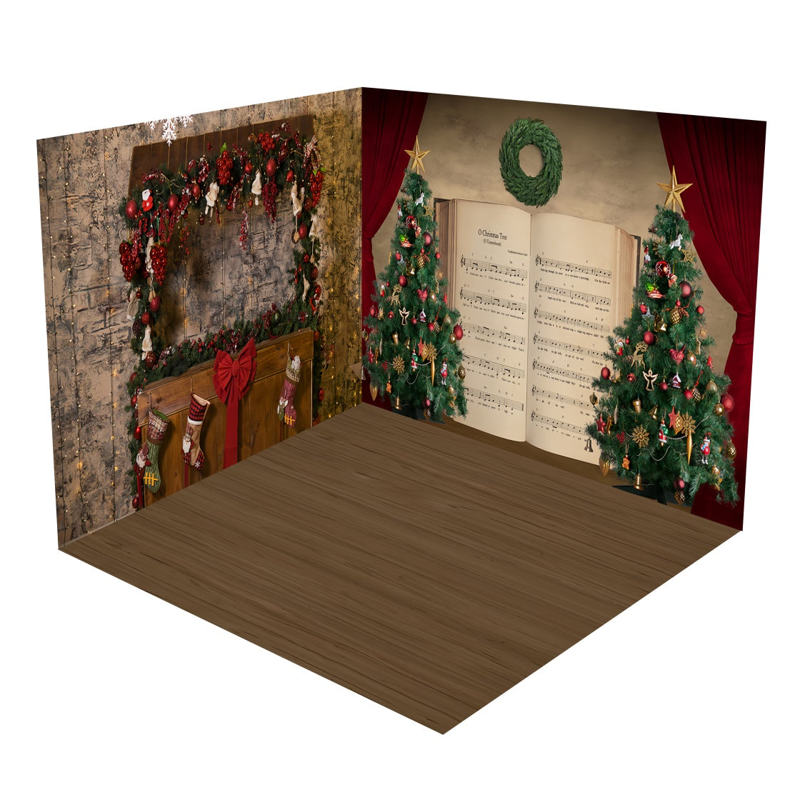 Christmas Garland and Music Notes Tree Backdrop Room Set BRP8-374