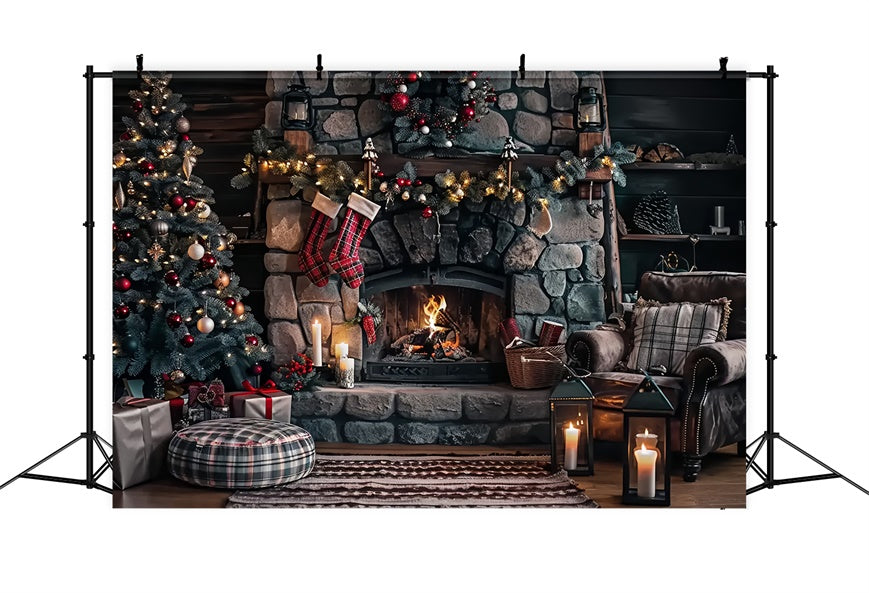 Christmas Wreath and Candlelit Backdrop BRP8-38