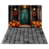 Halloween Pumpkin Door Backdrop+Stone Pathway Floor Backdrop BRP8-383