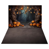 Halloween Forest Pumpkin Lantern Backdrop+Dark Ground Floor Backdrop BRP8-387