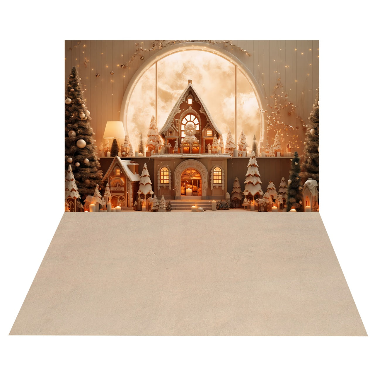 Christmas Snowy Cottage Backdrop+Winter Floor Backdrop BRP8-393