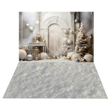 Winter Christmas Doorway Backdrop+Sparkling Snow Floor Backdrop BRP8-395