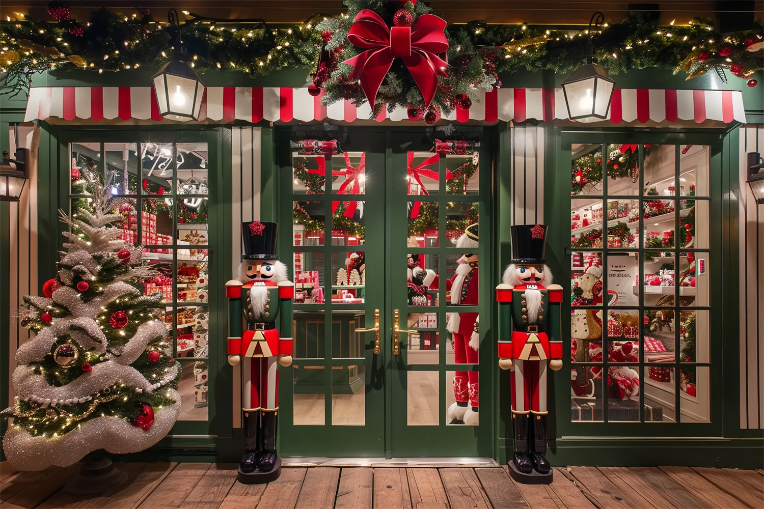 Christmas Storefront with Nutcrackers Backdrop BRP8-40