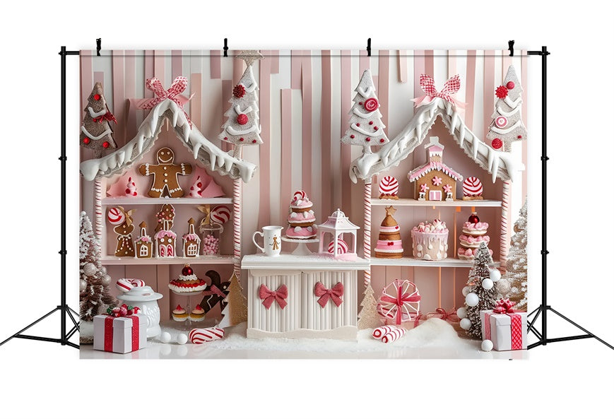 Christmas Pink Gingerbread Display Backdrop BRP8-43