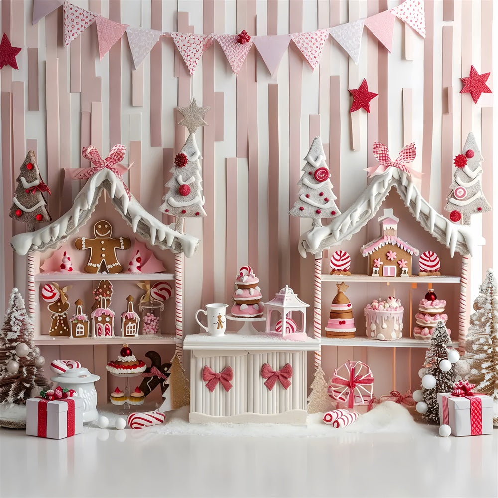 Christmas Pink Gingerbread Display Backdrop BRP8-43