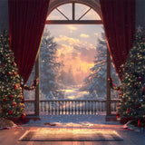 Christmas Castle Winter Sunset Backdrop BRP8-46