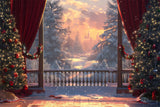 Christmas Castle Winter Sunset Backdrop BRP8-46