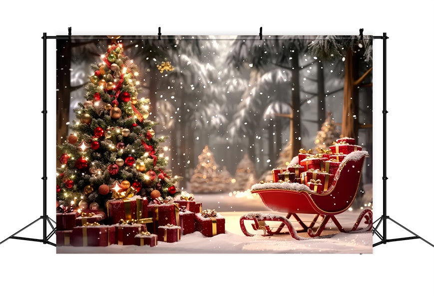 Christmas Sleigh in Winter Wonderland Backdrop BRP8-49