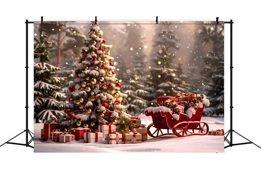 Christmas Sleigh in the Forest Backdrop BRP8-50