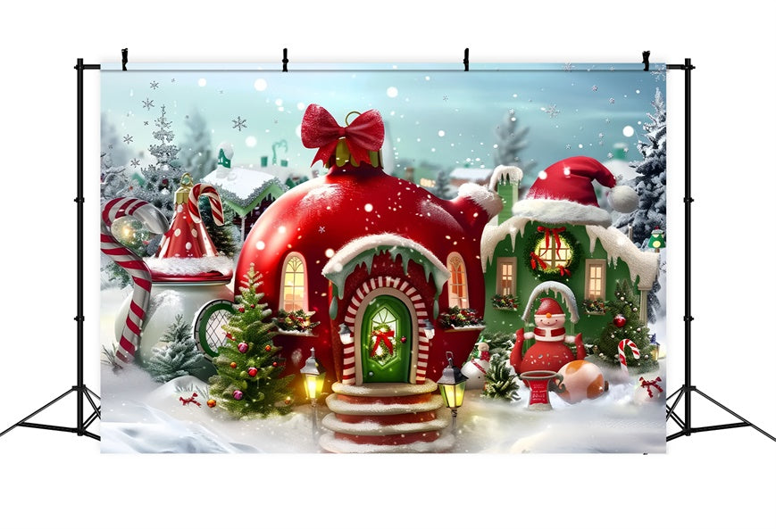 Christmas Elf House in Snow Backdrop BRP8-56