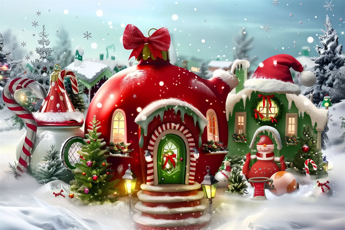 Christmas Elf House in Snow Backdrop BRP8-56