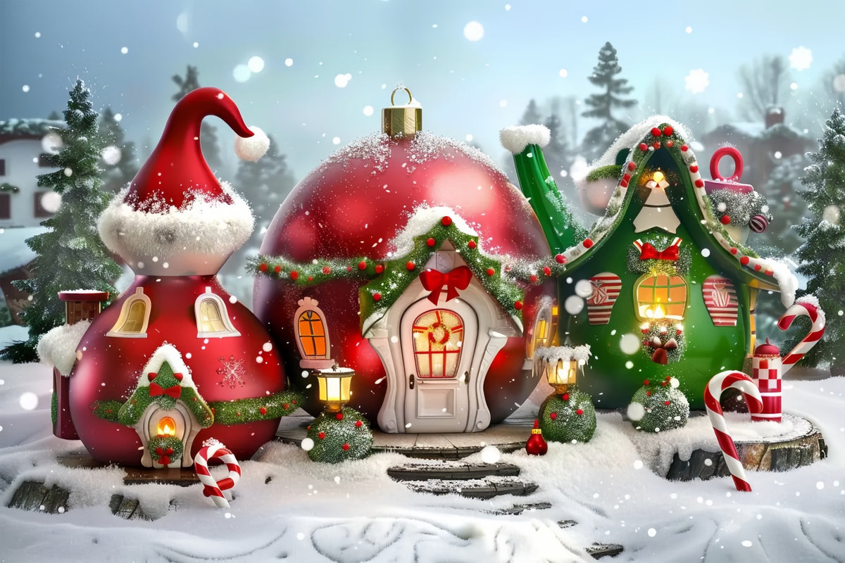 Santa’s Teapot Village Christmas Backdrop BRP8-57