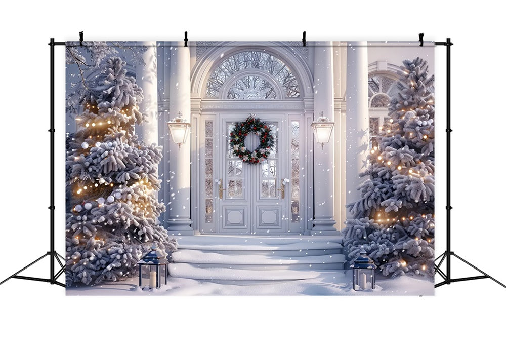 Christmas Snow-Covered Entrance Backdrop BRP8-6