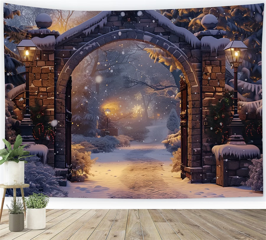 Christmas Serene Snowy Path Arch Backdrop BRP8-61