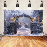 Christmas Winter Night Stone Arch Pathway Backdrop BRP8-62