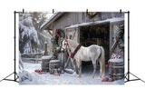 Christmas Barnyard with Festive Horse Backdrop BRP8-65