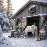 Christmas Barnyard with Festive Horse Backdrop BRP8-65