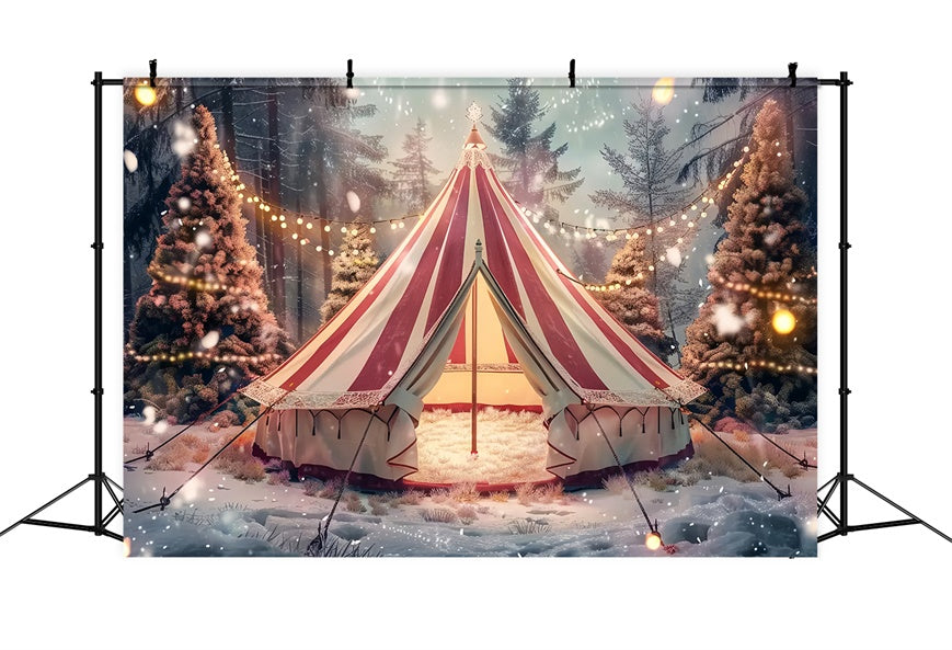 Christmas Tent Amid Snowy Trees Backdrop BRP8-69