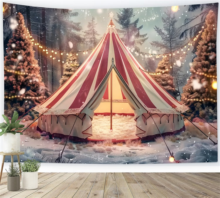 Christmas Tent Amid Snowy Trees Backdrop BRP8-69