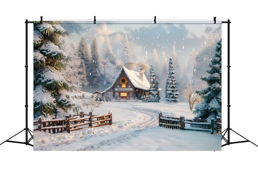 Cozy Christmas Cabin in the Snow Backdrop BRP8-70