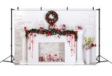 Christmas Classic White Hearth Backdrop BRP8-78