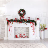 Christmas Classic White Hearth Backdrop BRP8-78