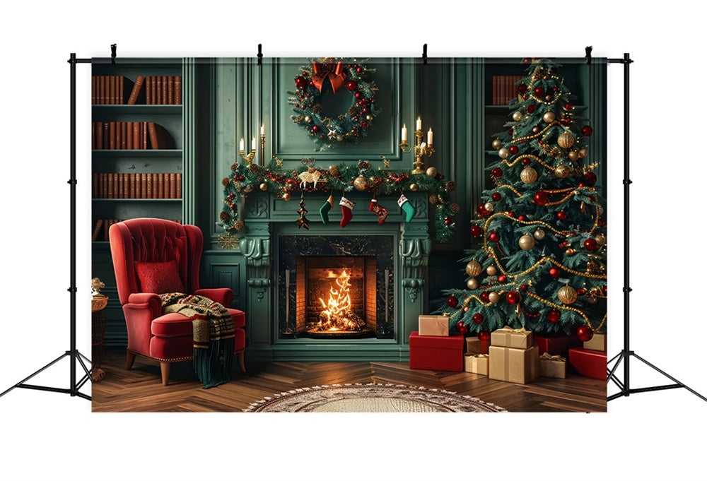 Christmas Elegant Fireplace Charm Backdrop BRP8-8