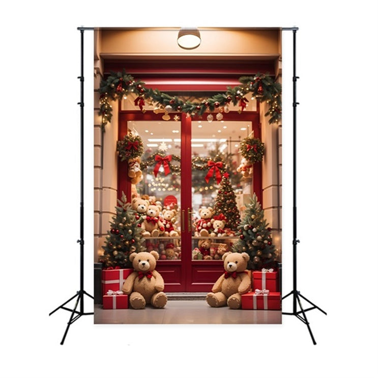 Christmas Teddy Bear Shop Window Backdrop BRP8-81