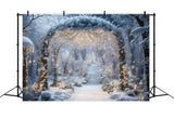 Glowing Snow-Covered Arch Christmas Backdrop BRP8-86