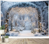 Glowing Snow-Covered Arch Christmas Backdrop BRP8-86