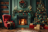 Christmas Elegant Fireplace Charm Backdrop BRP8-8