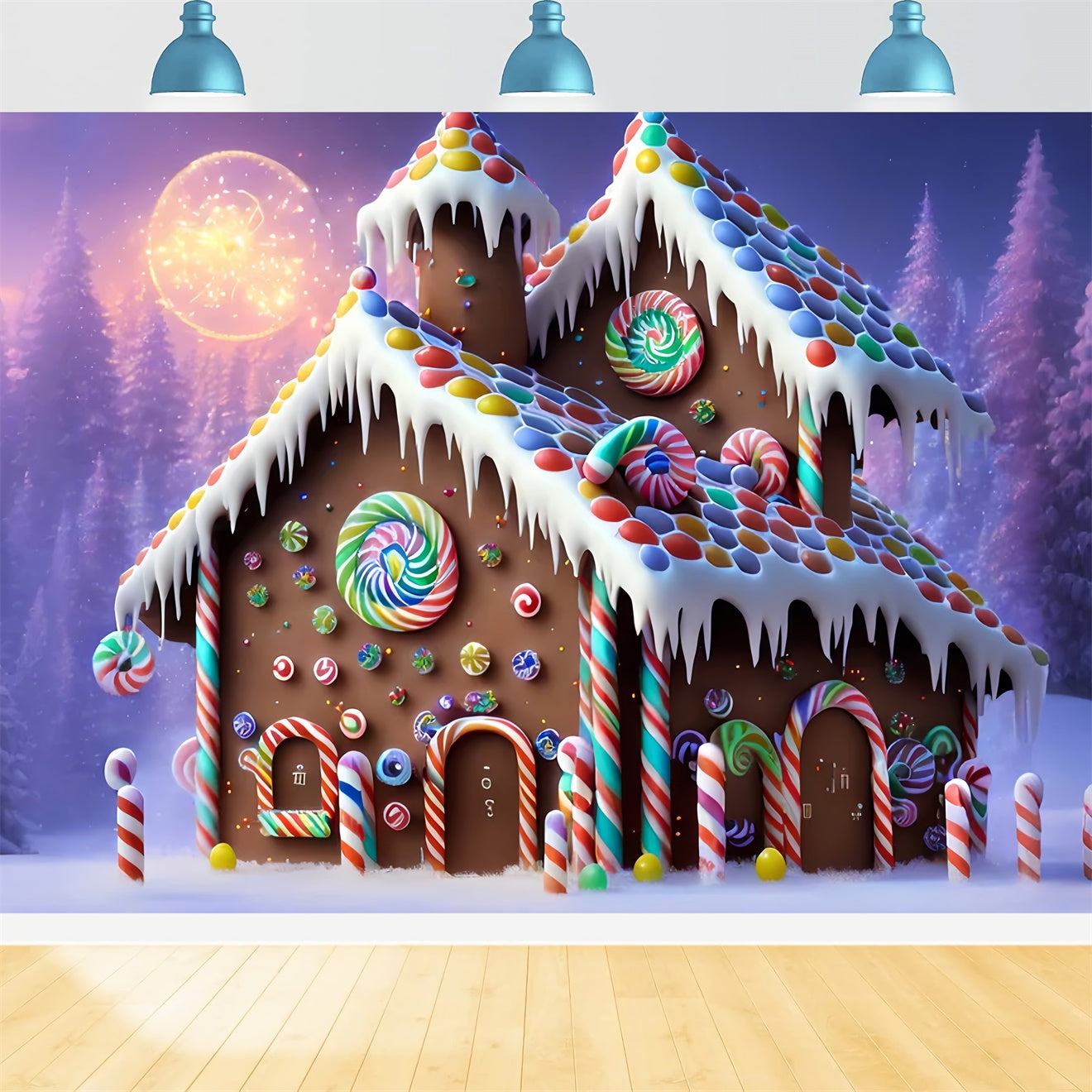 Christmas Magical Frosty Gingerbread Cottage Backdrop BRP8-97